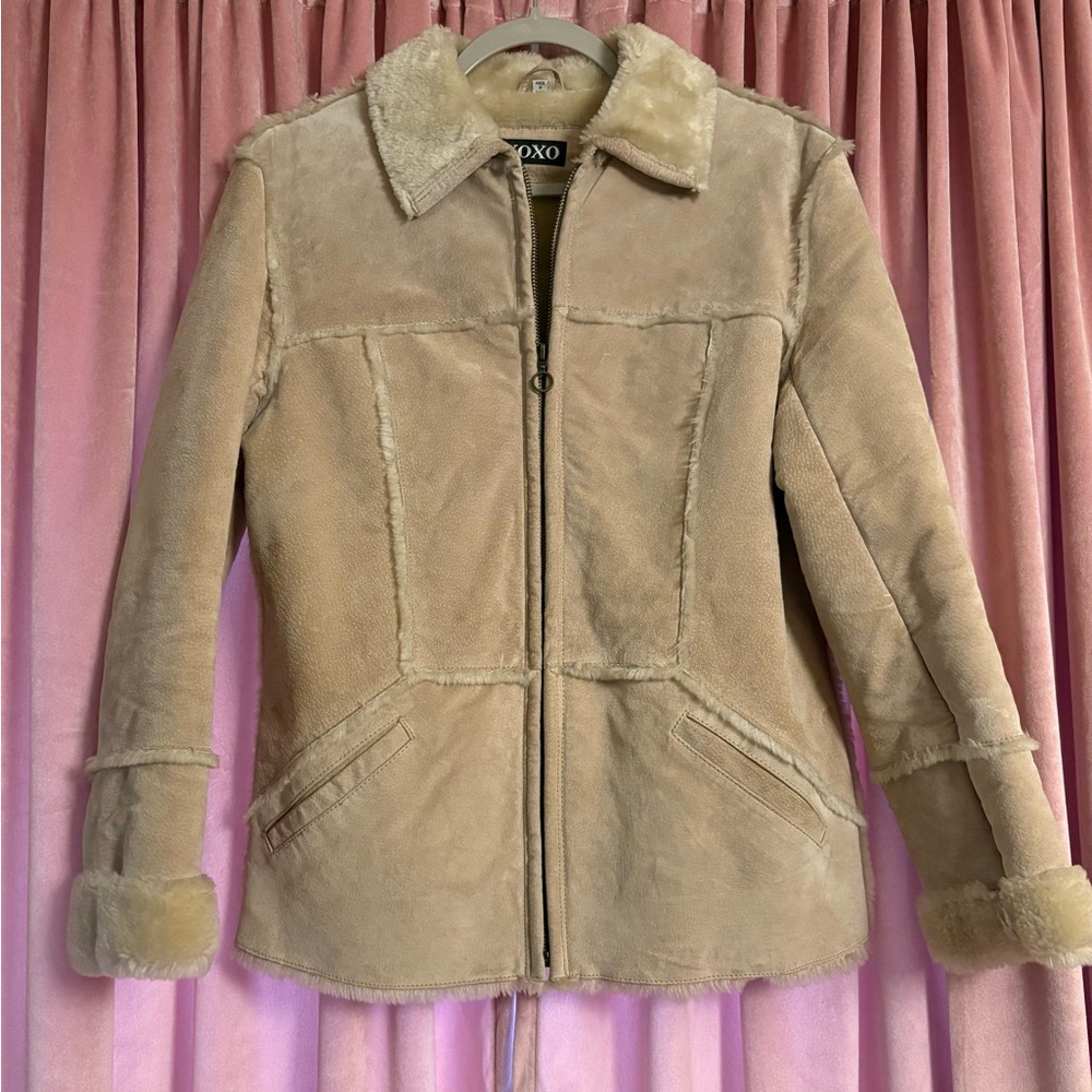 Y2K Faux Fur Leather Jacket XOXO Medium